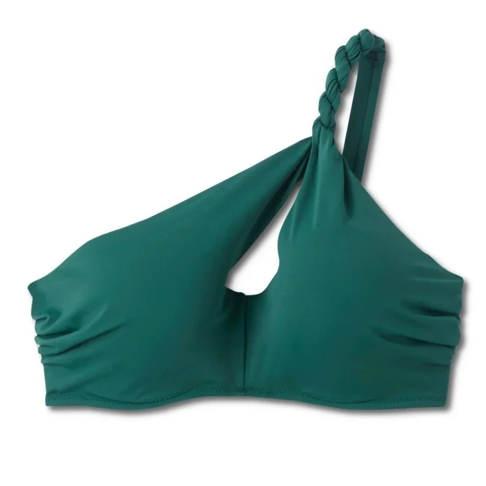 Nwt Shade & Shore Women's Twisted One Shoulder Keyhole Bikini Top 34c — image 3 of 6